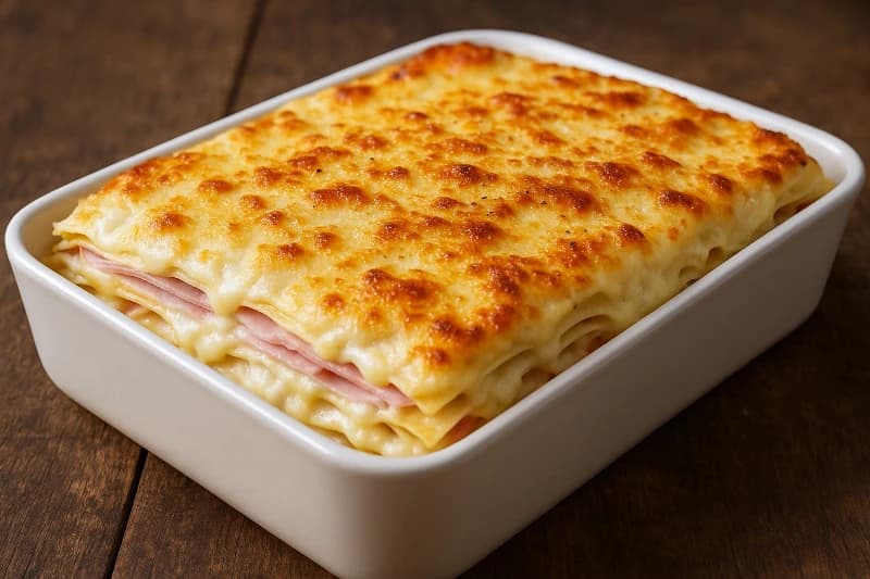 Lasanha de Presunto e Queijo ao Molho Branco
