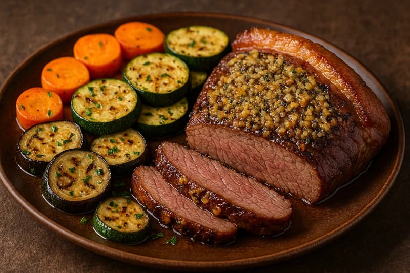Picanha com Pasta de Alho e Legumes Grelhados