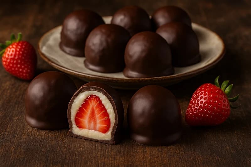 Bombom de Leite em Pó com Recheio de Morango