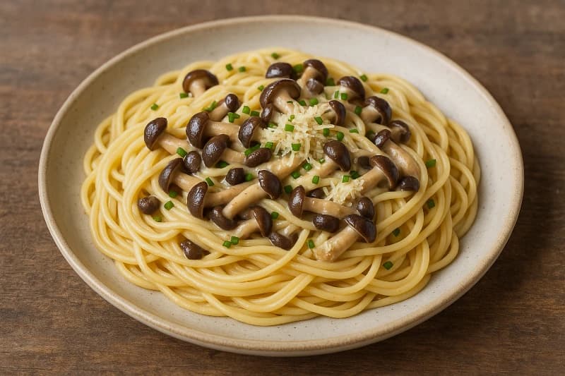 Macarrão com Shimeji Cremoso