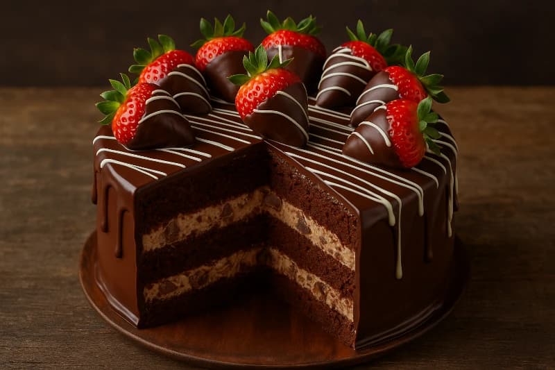 Bolo Trufado de Chocolate com Morango