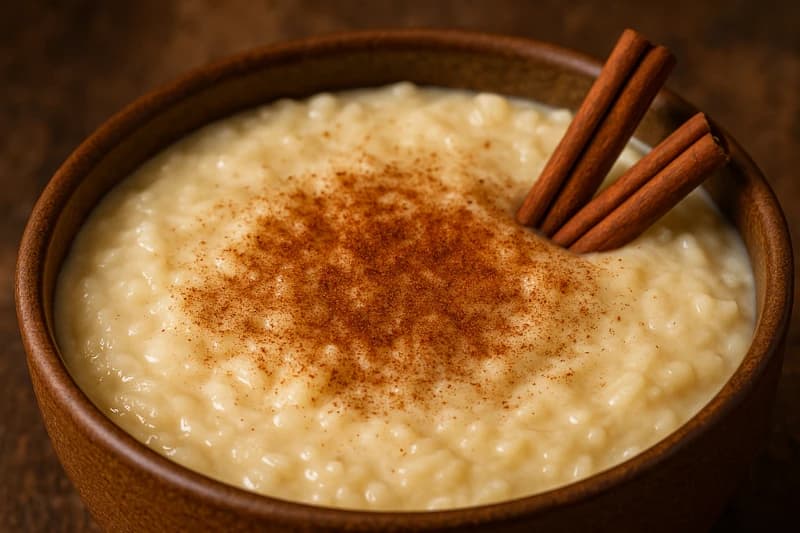 Arroz doce cremoso e tradicional, feito com leite, açúcar, canela e leite condensado, perfeito para a sobremesa da família.