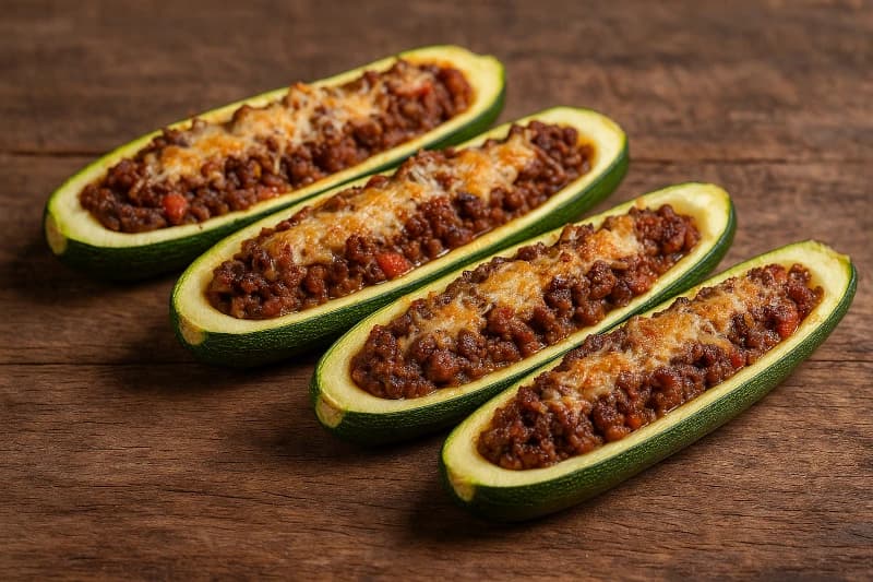 Barquete de Abobrinha Recheada com Carne Moída