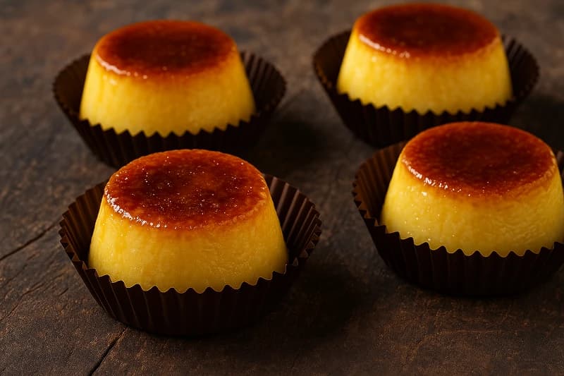 Delicioso creme caramelado assado em forminhas, com textura suave e sabor marcante, ideal para servir em festas e encontros.
