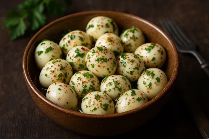 Ovos de Codorna Temperados com Pimenta e Ervas