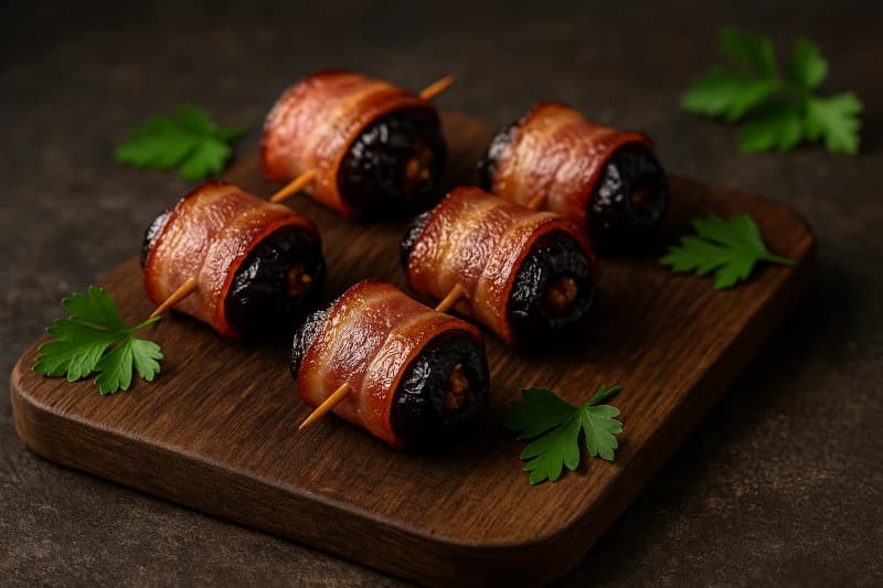 Ameixas Recheadas com Nozes e Bacon