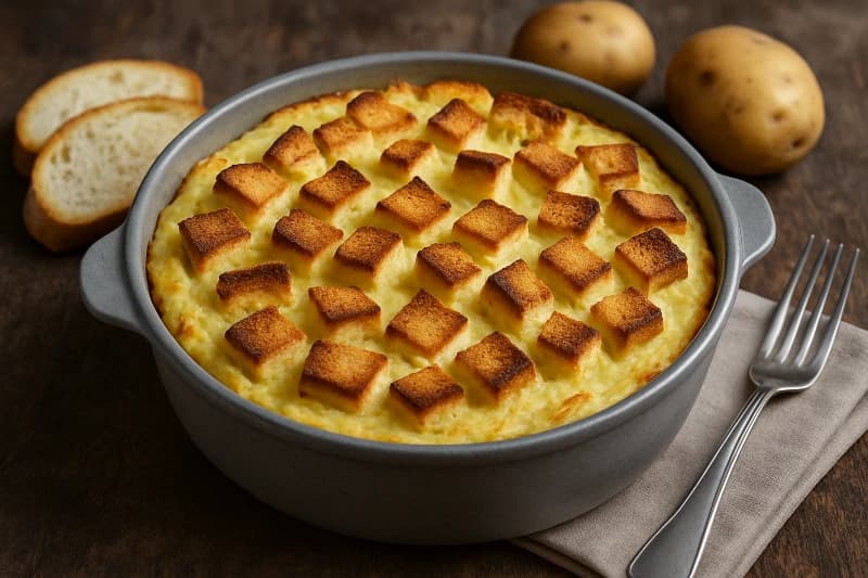 Fritada Branca Vegetariana com Crosta de Pão Torrado