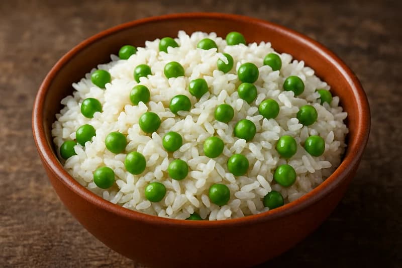 Arroz com Ervilhas Frescas e Saquê