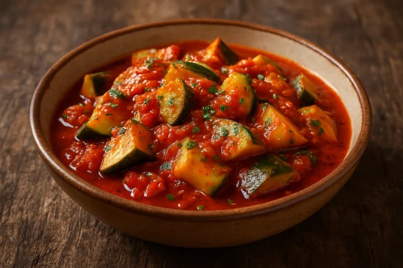 Abobrinha Ensopada ao Molho de Tomate Caseiro