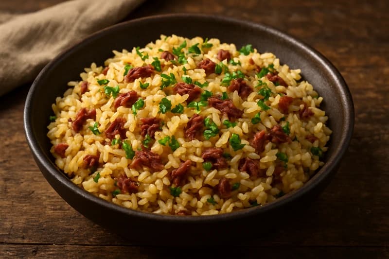 Arroz Carreteiro com Carne Seca