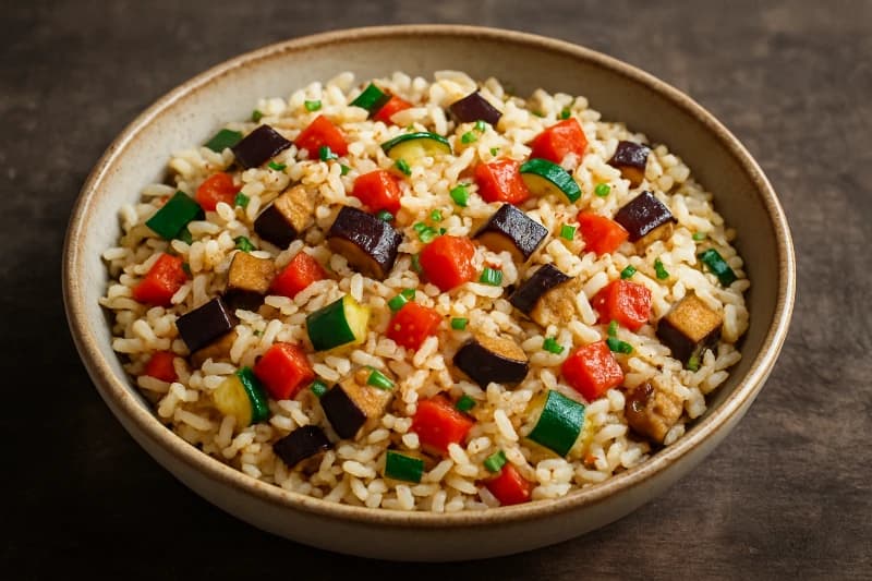 Arroz Mediterrâneo com Legumes Grelhados