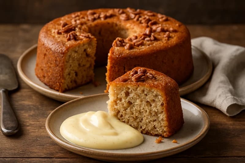 Bolo de Nozes-Pecã com Creme Leve de Limão
