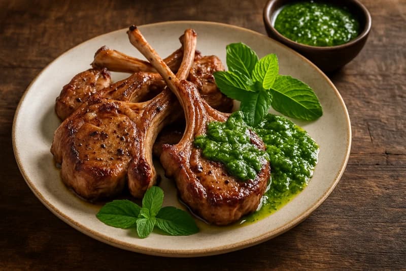 Costeleta de Cordeiro ao Molho de Hortelã Fresca