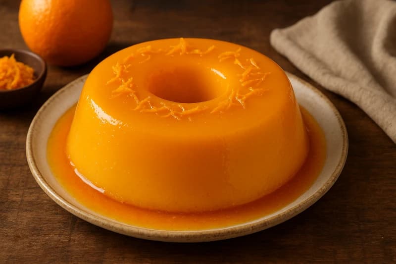Pudim de Laranja Diet com Calda de Laranja