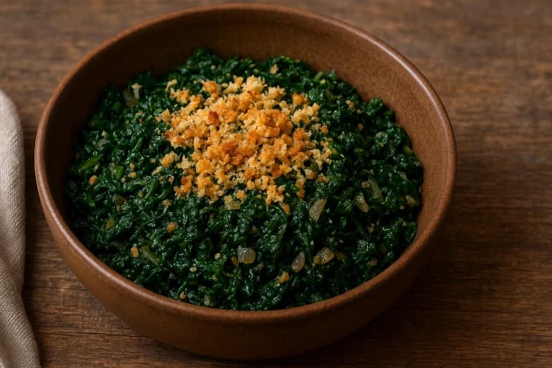 Guisado de Espinafre com Cebola e Azeite