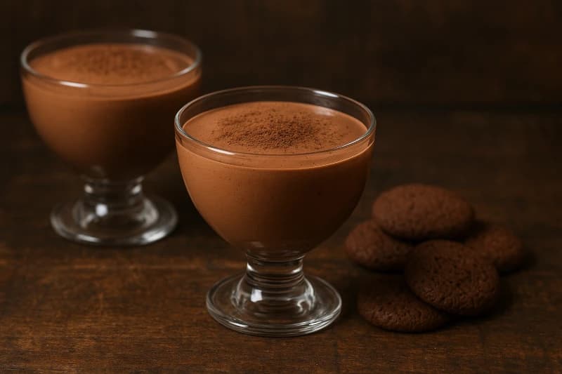 Uma sobremesa italiana clássica, cremosa e delicada, preparada com gemas, açúcar, conhaque e um toque de cacau.