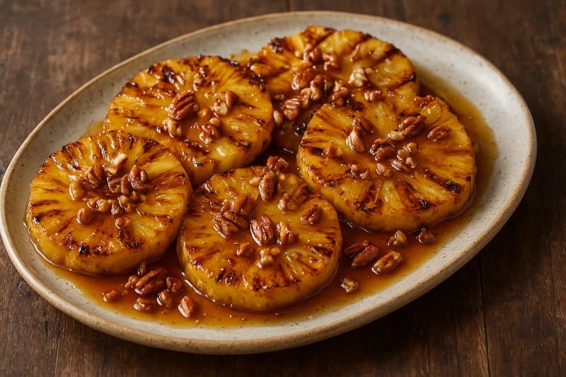 Abacaxi Grelhado com Calda Cítrica e Nozes