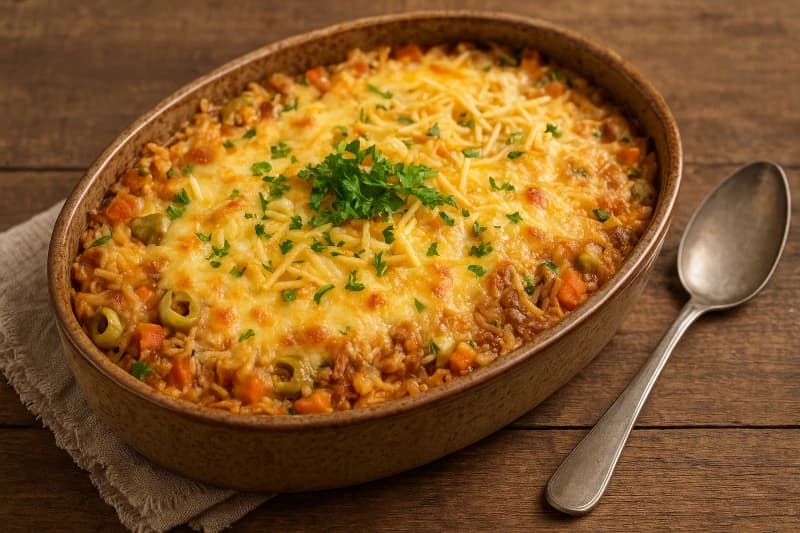 Arroz de Forno Cremoso com Carne Desfiada