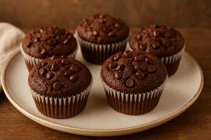 Muffins de Chocolate Fofinhos com Gotas de Chocolate
