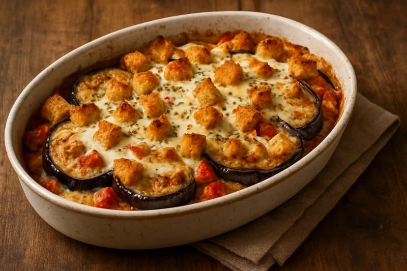 Berinjela Assada ao Forno com Molho Branco