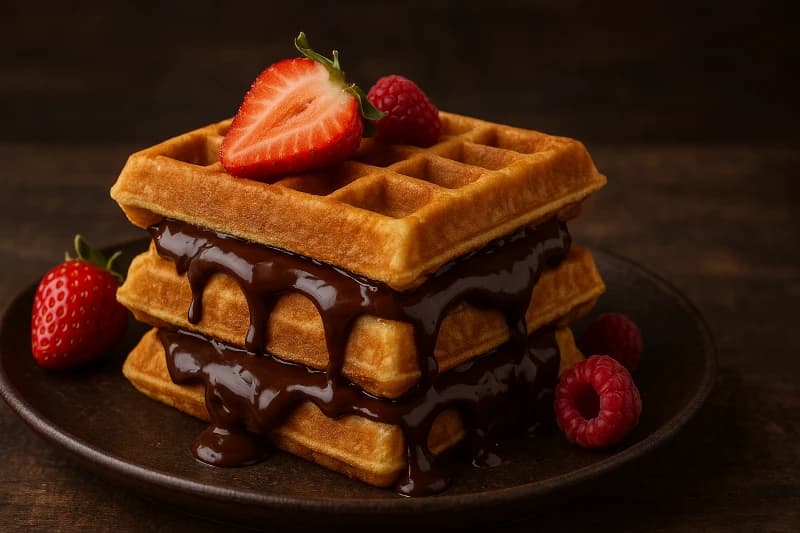 Waffle de Frigideira com Recheio Cremoso de Chocolate
