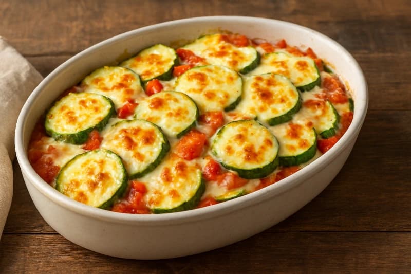 Abobrinha Gratinada ao Molho Branco com Tomate