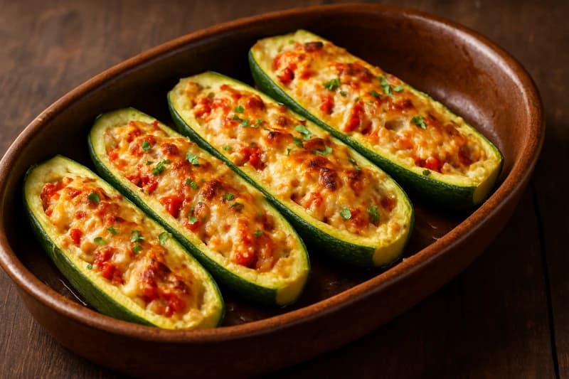 Abobrinha Gratinada Recheada com Queijo