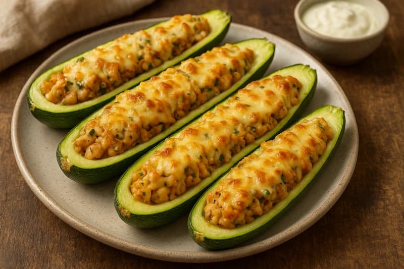 Abobrinhas Recheadas com Frango e Queijo