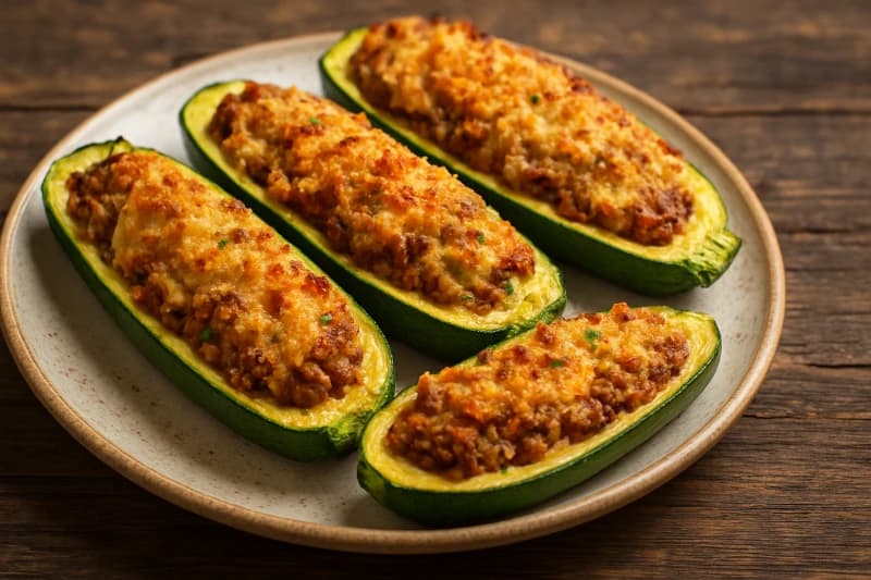 Abobrinha Recheada Crocante com Carne e Queijo