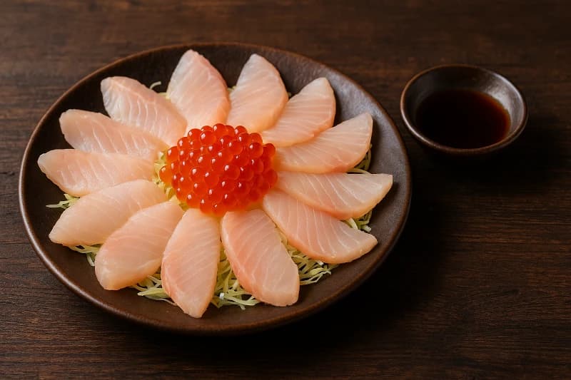 Sashimi de Tilápia com Ovas e Molho Cítrico