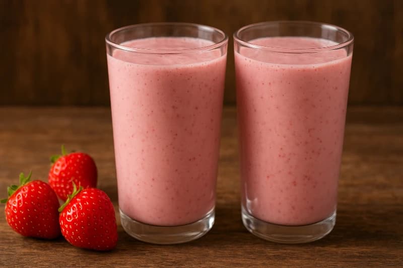 Vitamina de Morango Cremosa com Leite em Pó