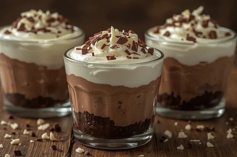 Mousse Dupla de Chocolate Branco e Meio Amargo