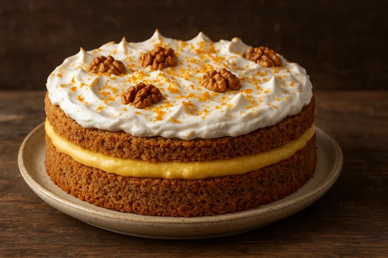 Bolo Natalino de Nozes com Creme de Baunilha e Suspiro