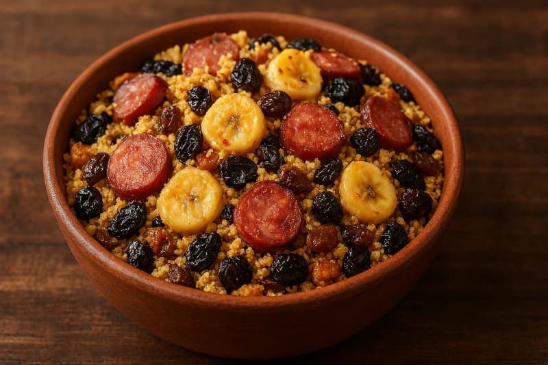 Farofa Natalina Especial com Calabresa, Frutas Secas e Banana