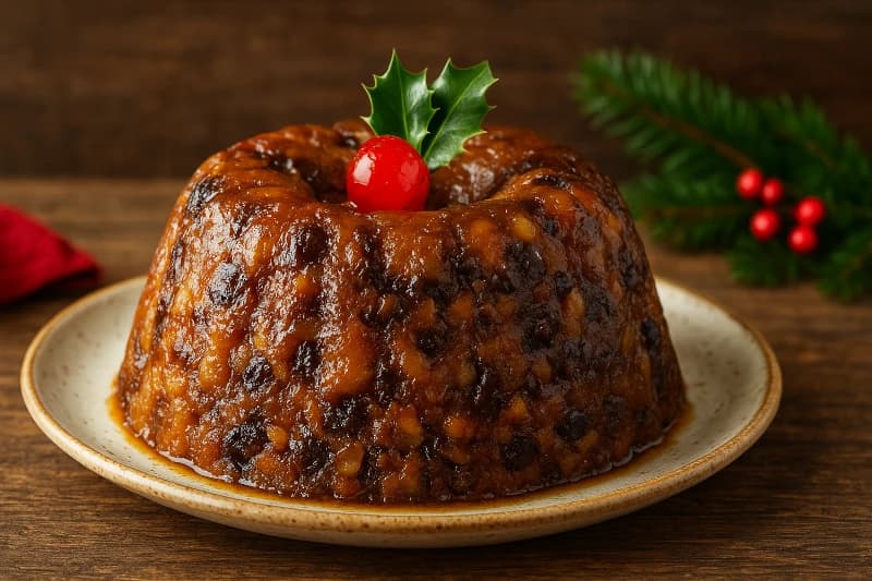 Pudim Natalino com Nozes e Vinho Branco