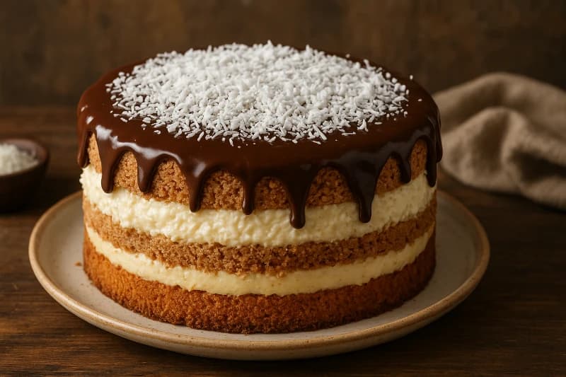 Torta Natalina de Coco, Nozes e Chocolate Branco
