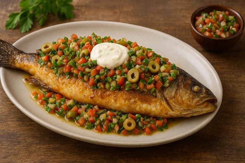 Tucunaré Assado com Vinagrete Cremoso