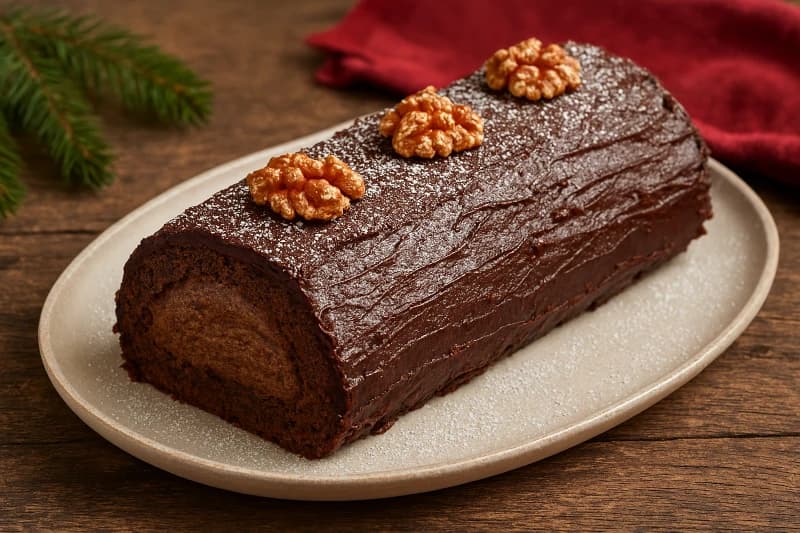 Tronco de Natal de Castanhas com Chocolate