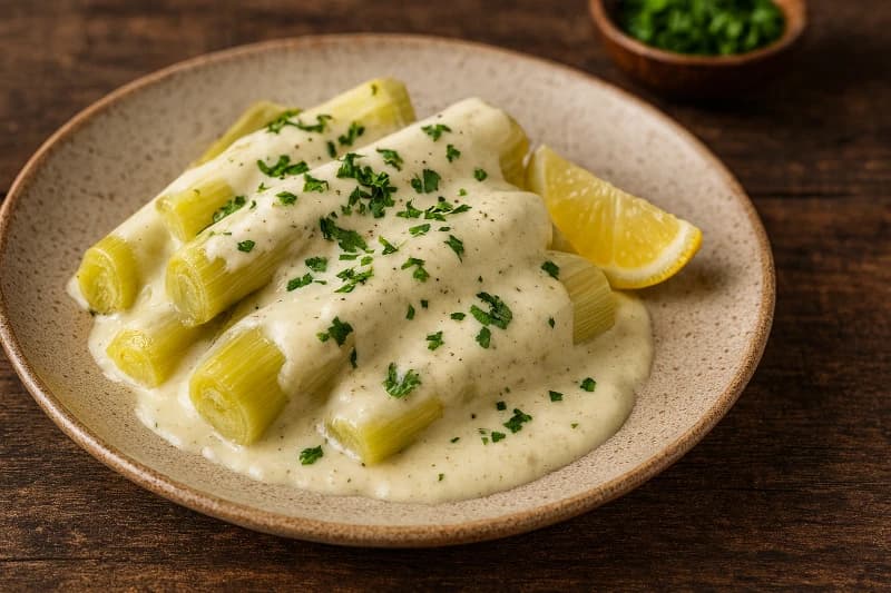 Alho‑Poró ao Molho Cremoso de Iogurte e Limão