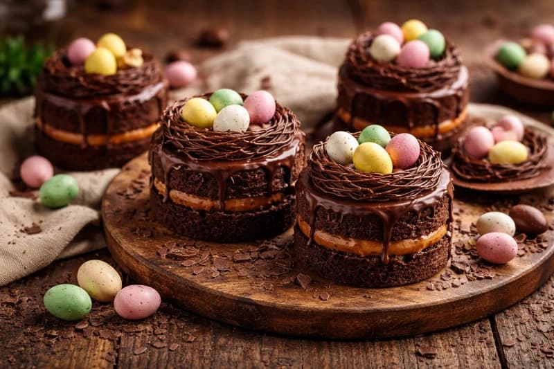 Mini Bolo de Páscoa com Ninho de Chocolate