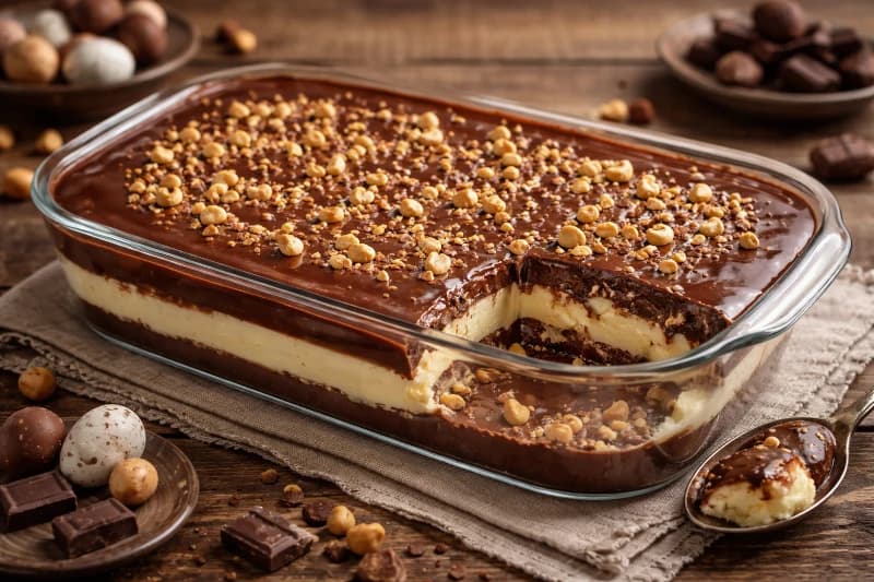 Ovo de Páscoa de Travessa Cremoso com Chocolate e Castanha