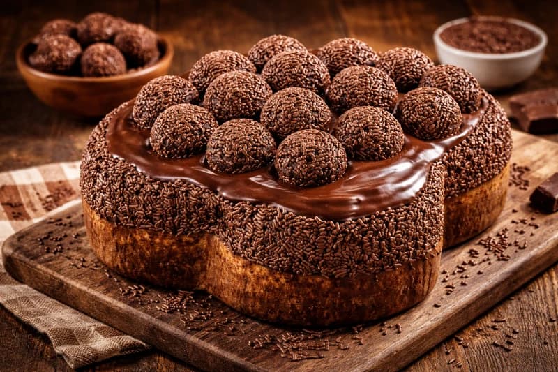 Colomba pascal pronta ganha nova vida com cobertura cremosa de brigadeiro e acabamento com granulado, ideal para uma sobremesa prática e irresistível.